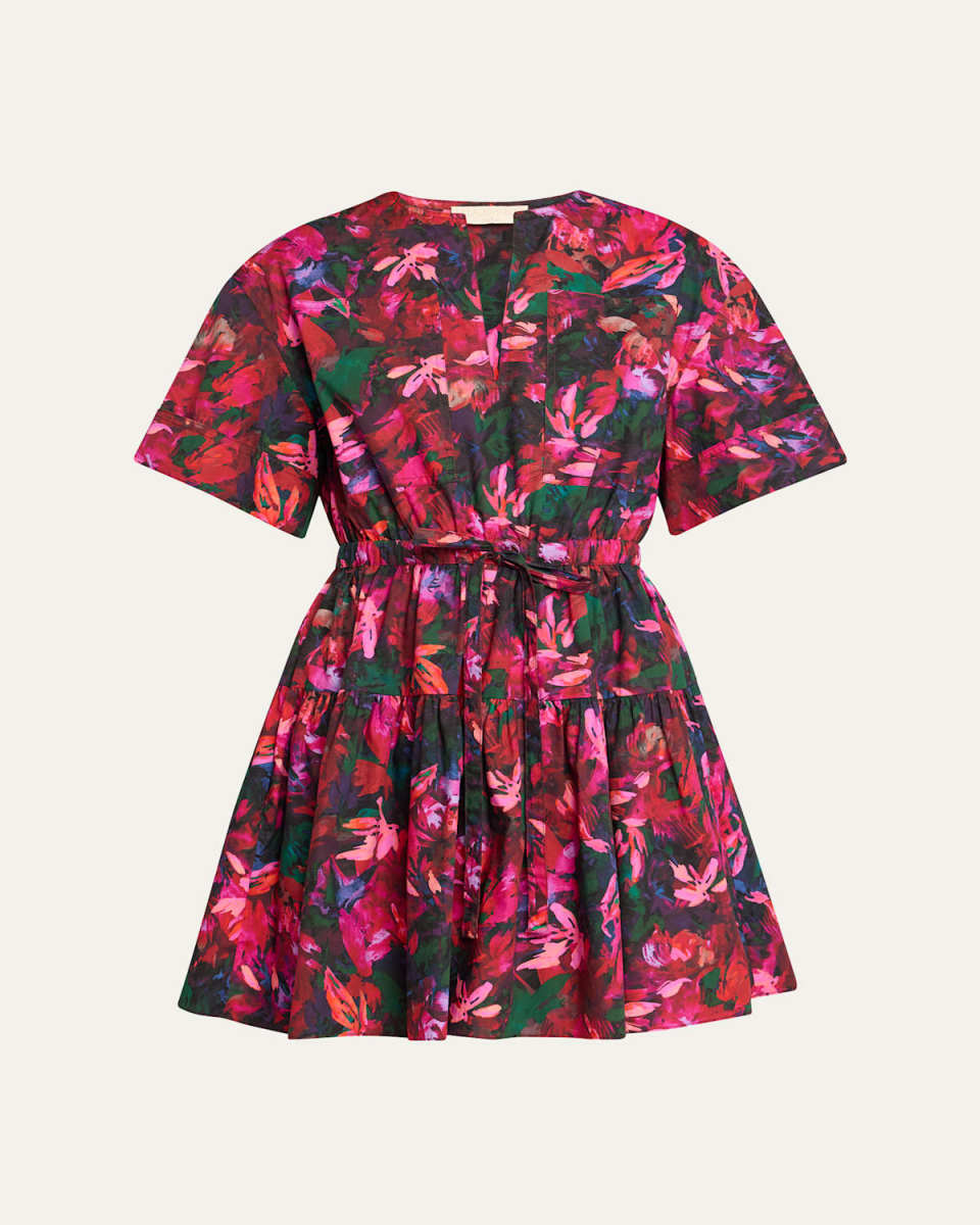 Nadira Floral Short-Sleeve Mini Dress